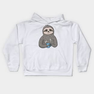 Grumpy Sloth with Coffee Morning Grouch Kids Hoodie